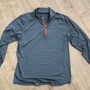 Nike Running Charcoal Gray Pullover with Orange Accent 1/4 zip dri-fit men’s